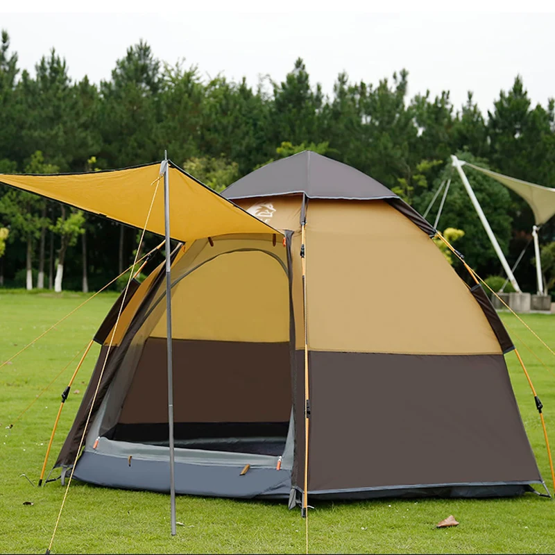 Hewolf 2 in 1 Automatic Camping Tents Waterproof Sun Family Self-driving Outdoor Travel Hiking Beach Teepee for 3-4/5-8 Person | Спорт и
