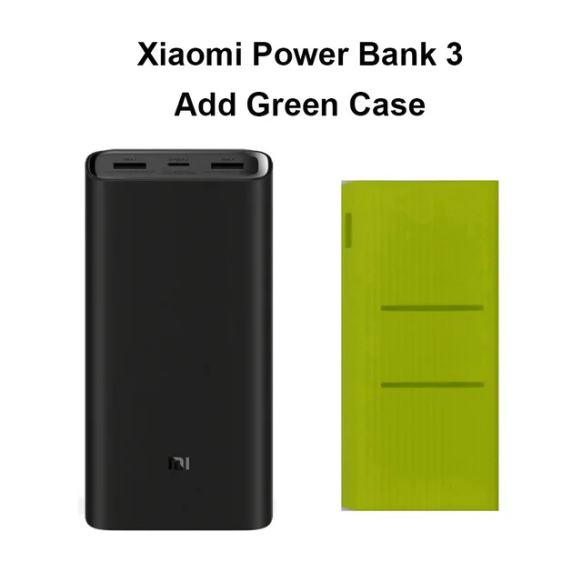 Add Green Case Xiaomi power Bank 3 20000 мАч порт выход PD быстрое зарядное устройство Внешний аккумулятор Xiaomi 20000 мАч power bank для ноутбука - Цвет: Add Green Case
