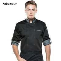 chef shirt chef jacket long adjustable sleeve men women unisex cook coat restaurant hotel kitchen wear waiter uniform