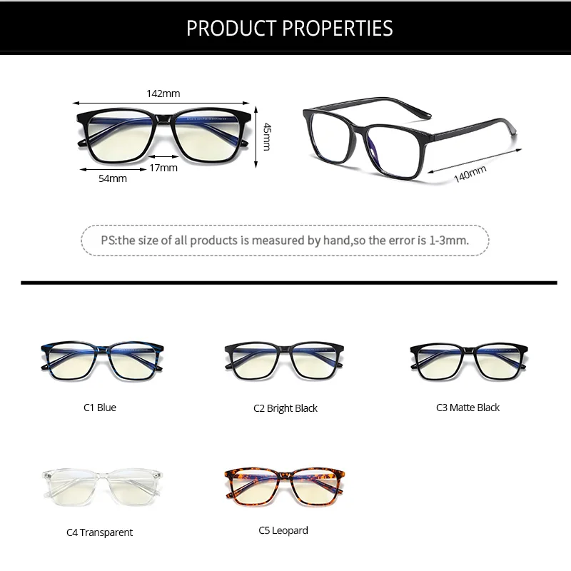 

COASION TR90 Frame Square Anti Blue Light Blocking Glasses for Women Men Radiation-resistant Computer Glasses for Men CA1333