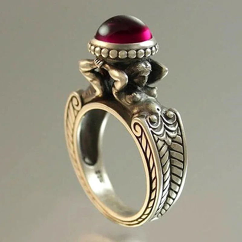 Женское винтажное обручальное кольцо с имитацией Рубина|Кольца| |