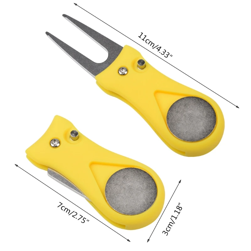 

Golf Divot Repair Tool with Pop-up Button Magnetic Fork Ball Marker Lightweight Portable Foldable Golf Pitch Switchblade