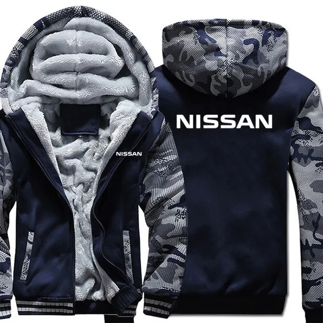 

NEW men Winter Plus male Nissan Sweatshirt Long Sleeve zipper Tops Thicken male coat causual Clothing With jackets S-5XL
