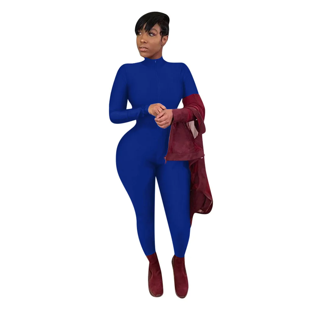 Новые женские повседневные Длинные вечерние комбинезоны с круглым вырезом