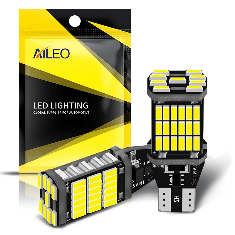 AILEO 2 шт. T15 W16W 921 912 T16 светодиодный ные лампы высокой мощности 45 4014SMD Сверхъяркие