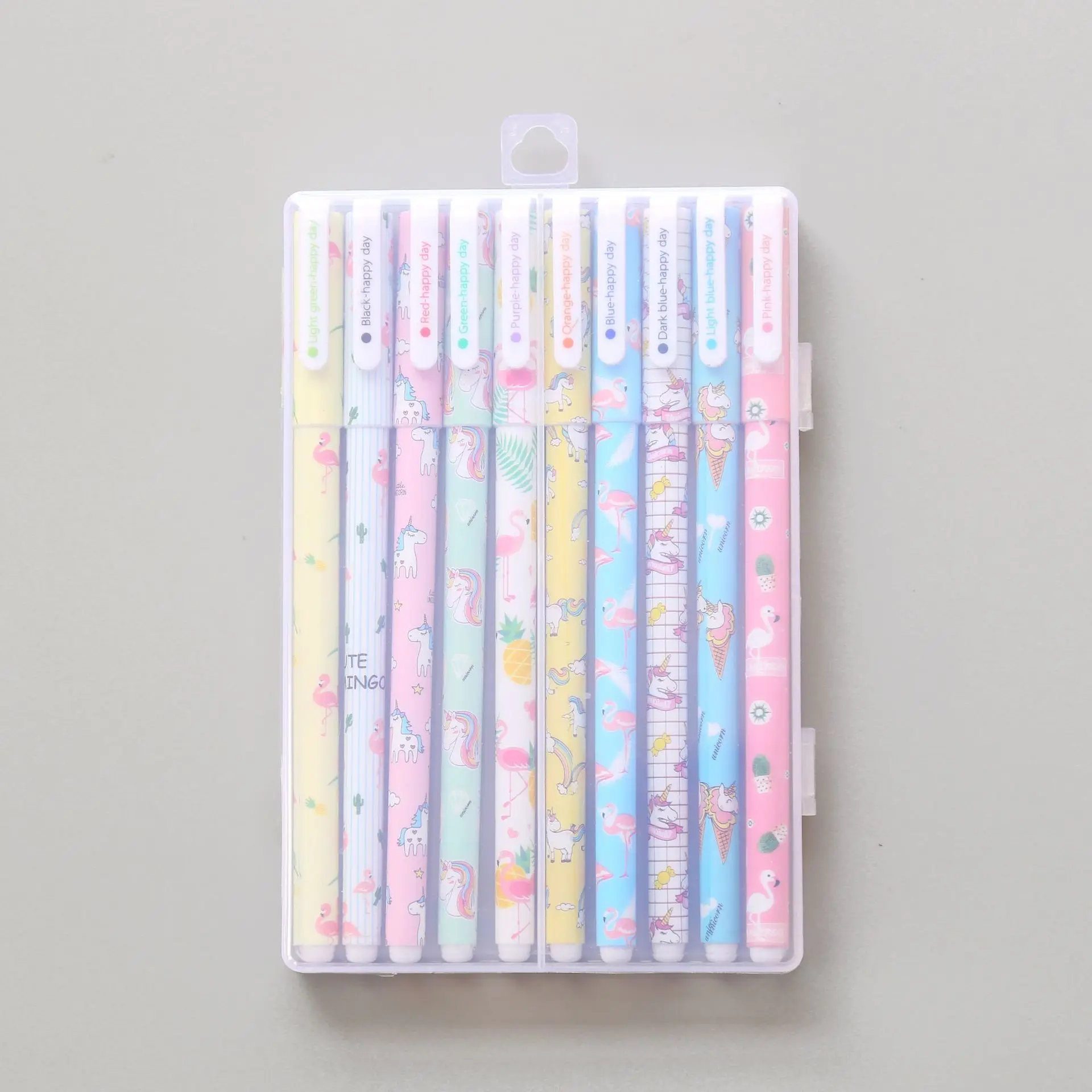 Lytwtw's 1 Set Of Pen Colorful Gel Pen Animal Unicorn Flamingo Marker Stationery Office School Supply Gift Handle With Box