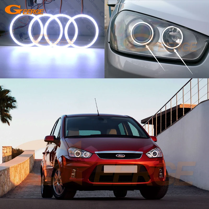 Отличный ультра яркий COB комплект светодиодов глаза ангела halo кольца DRL для Ford Focus