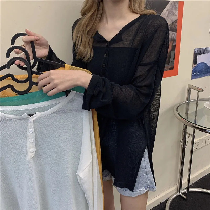 

2020 Summer Korean Style Loose Long Sleeve T-shirts Womens T Shirt Femme Women Sun Protection Tops Ladies Fashion Clothing