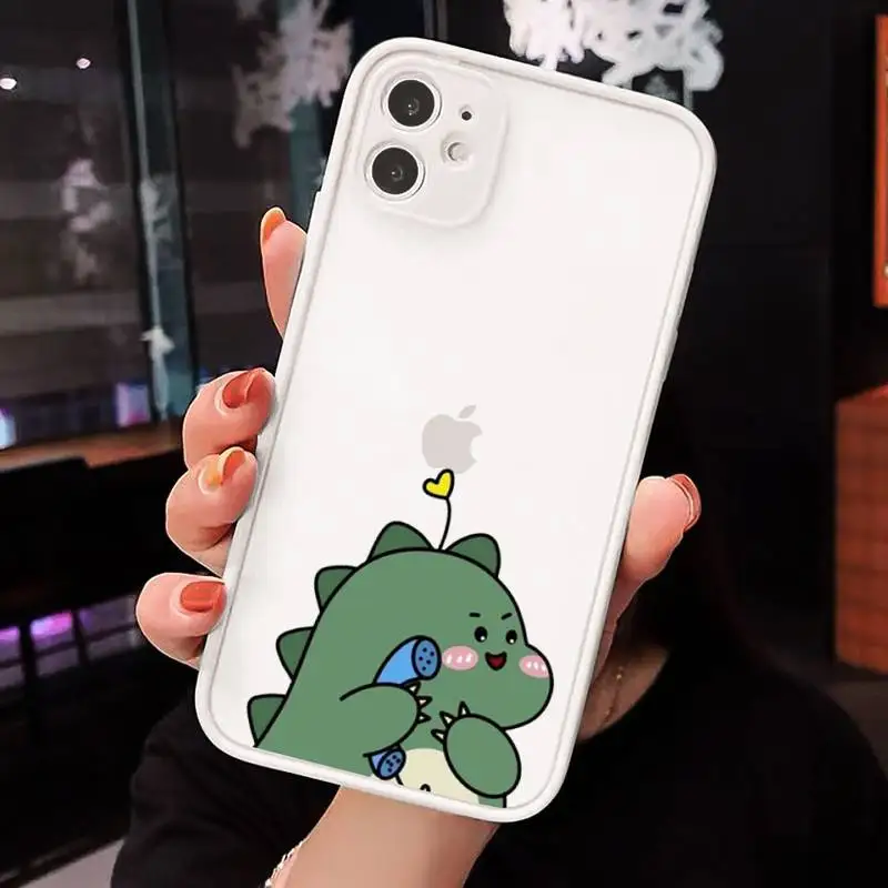 

Cute little dinosaur Phone Cases Matte For iPhone 12 Mini 11 Pro XR XS Max 7 8 Plus X Hard PC Back Cover