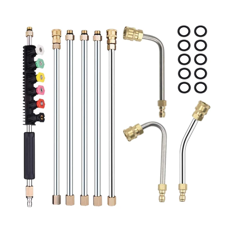 

Pressure Washer Extension Wand Set - Upgrade Power Washer Lance with Spray Nozzle Tips,Curved Rod, 1/4 Inch Quick Connect, Repla