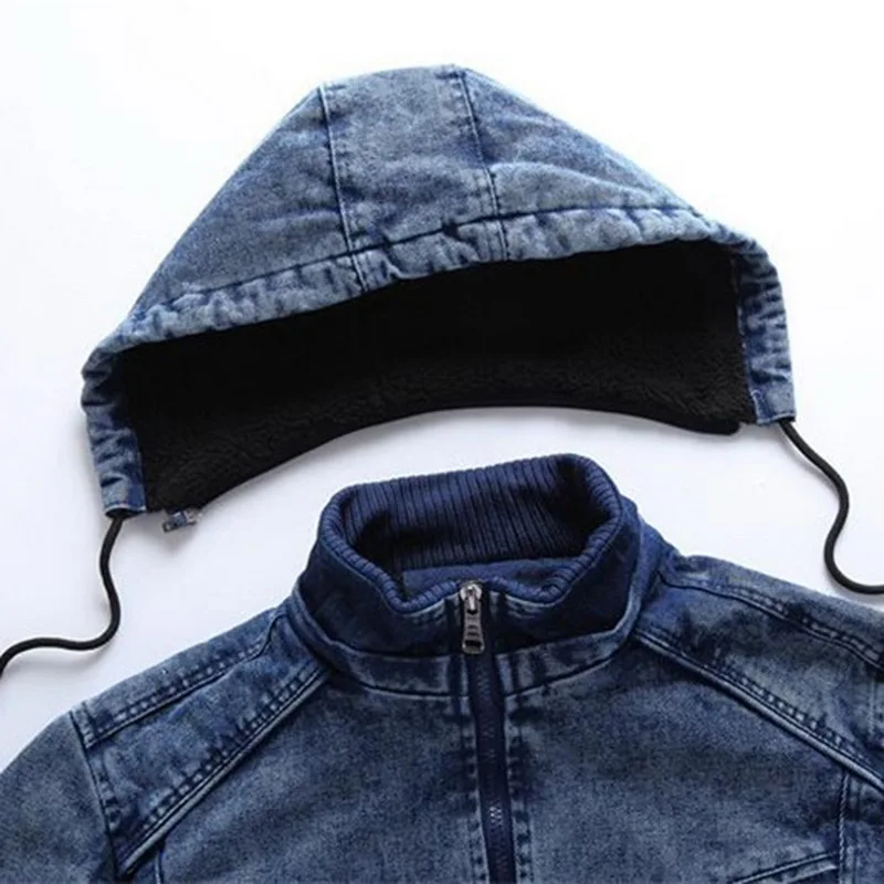 

Vogue Men Light Blue Winter Jean Jackets Outerwear Warm Denim Coats Mens Large Size Wool Liner Thicker Autumn Denim Jackets