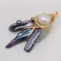 natural gem irregular paw shaped pearl crystal bud winding gold wire pendant crafts diy necklace jewelry accessories gift making