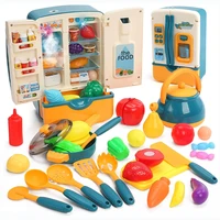 Toy Fridge Refrigerator with Ice Dispenser Pretend Play Appliance for Kids Play Kitchen Set Accessories for Boys and Girls Gift