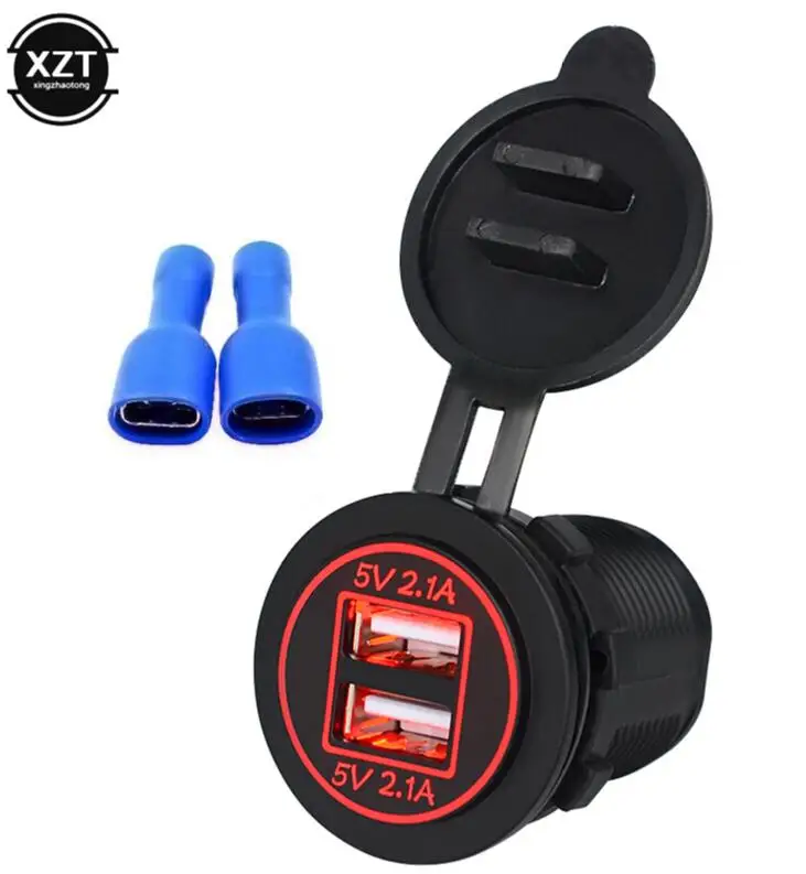 red light Универсальный автомобильный прикуриватель Зарядное устройство usb-устройство для DC12V-32V Водонепроницаемый Dual USB Зарядное устройство 2 Порты Мощность разъем 5В 2.1A/2.1A - Название цвета: red light