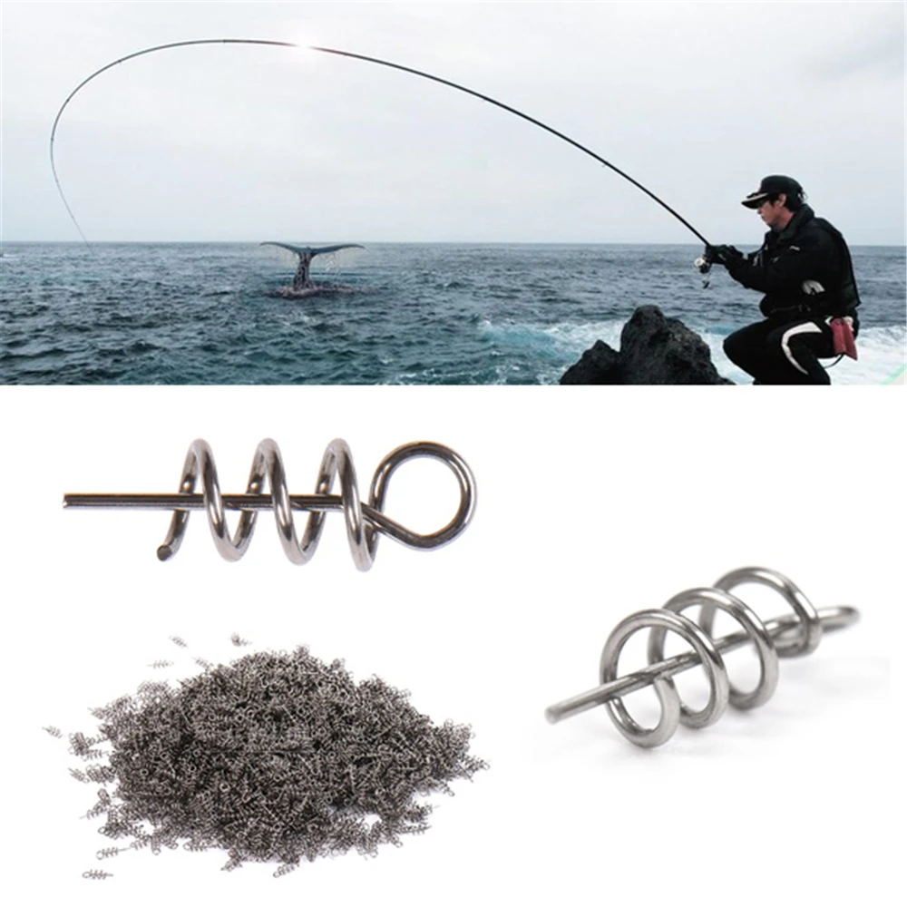 

50PCS Metal Fishing Hook Soft Bait Spring Centering Pins Fixed Needle Spring Twist Crank Lock For Soft Lure