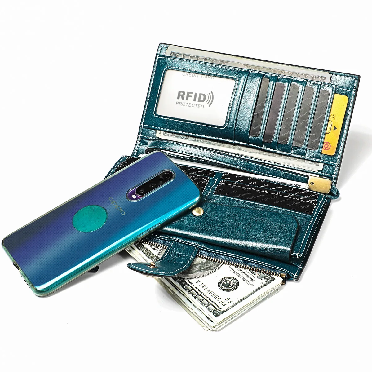 Модные RFID Бумажник Для женщин для телефона из натуральной кожи кошелек женский длинный женские бумажники с застежкой-молнией держатель для карт клатч кошельки портмоне сумки
