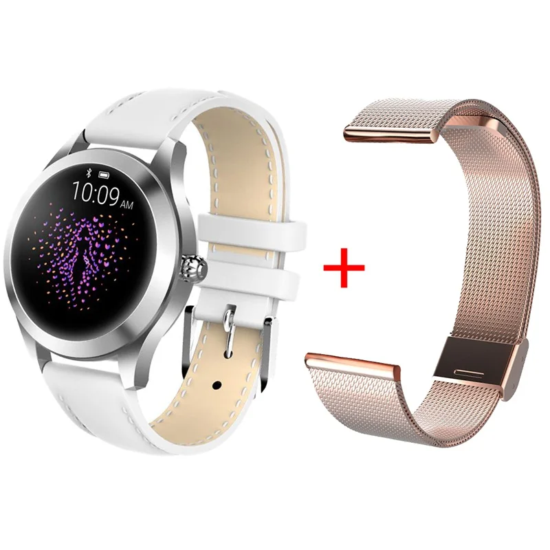 white add gold Torntisc KW10 женские Смарт-часы IP68 водонепроницаемый монитор сердечного ритма физиологическое напоминание для Android IOS Телефон умные часы для женщин - Цвет: white add gold