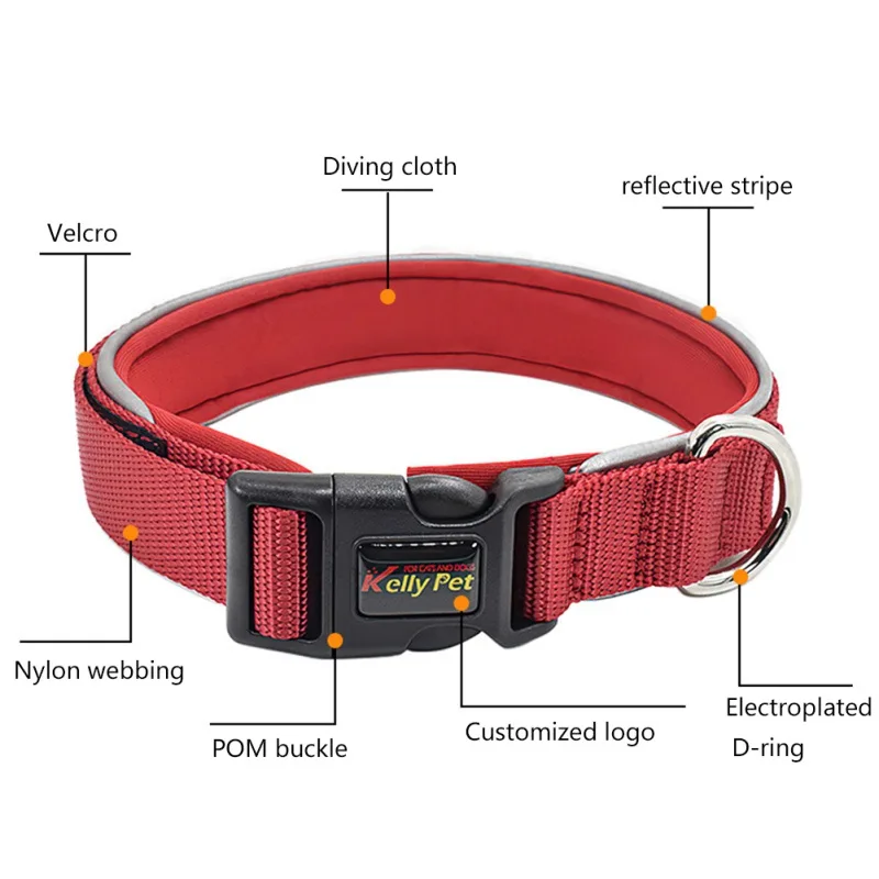 

2021 New Durable Reflective Dog Collar Safety Lock Adjustable Nylon Pet Collar Suitable Dogs Suppies