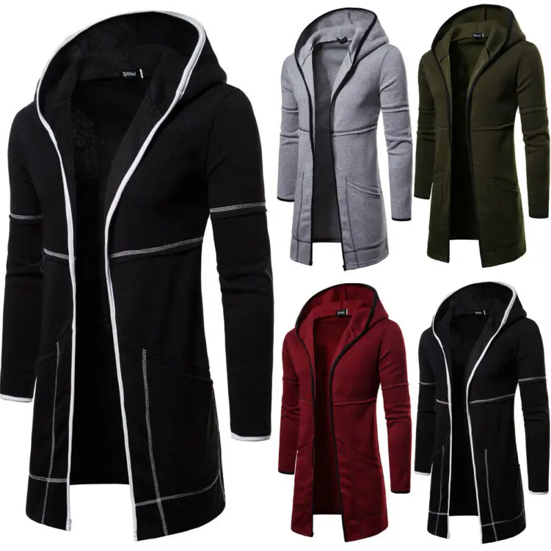 

Mens Winter Warm Long Sleeve Hoodie Cardigan Coat Jackets Casual Overcoat Top US