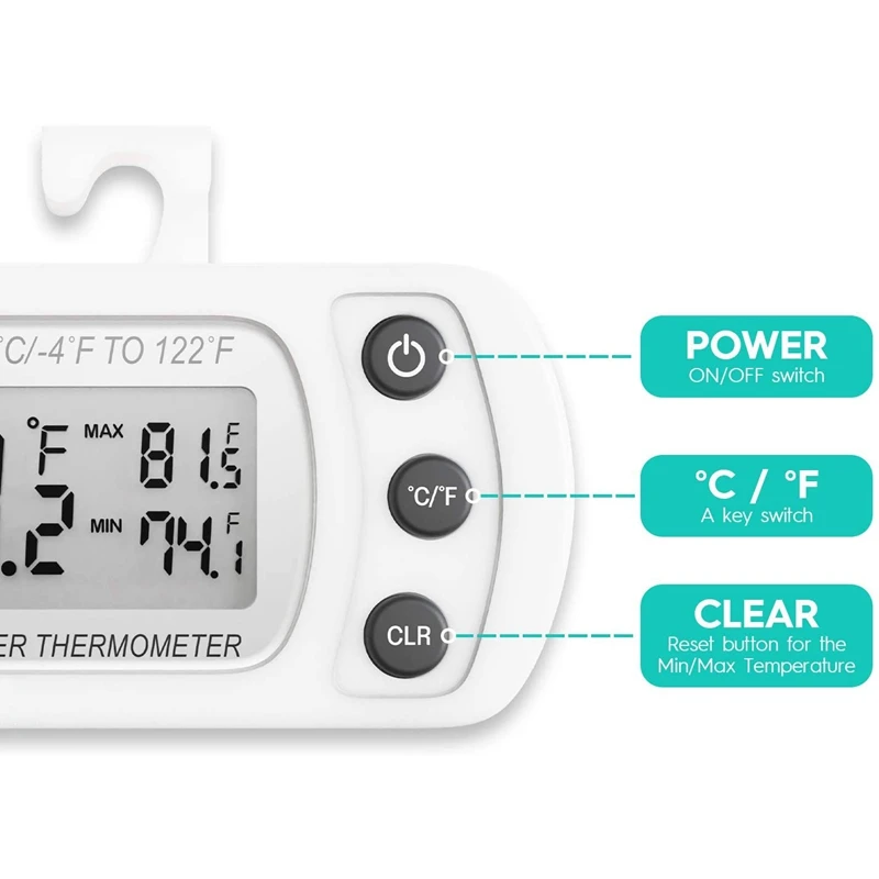 Термометр для холодильника и морозильной камеры с большим цифровым ЖК-экраном