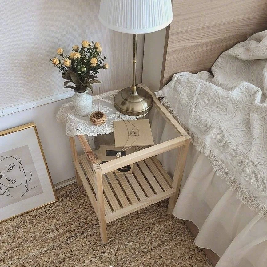 

Solid Wood Table Ins Nordic Simple Sofa Side Table Bedside Table Simple Coffee Table Furniture Bedroom Decoration Living Room