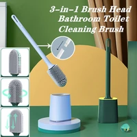 multifunctional silicone toilet brush with holder double sided cleaning headwall mounted handle bathroom cleaner wc accessories