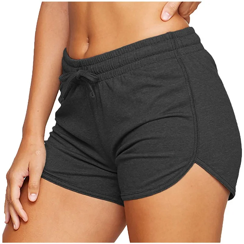 

Women's Solid Color Fitness Pants Yoga Shorts Pants Elastic Waisted Drawstring Irregular Shorts Summer Bandage Casual Bottoms