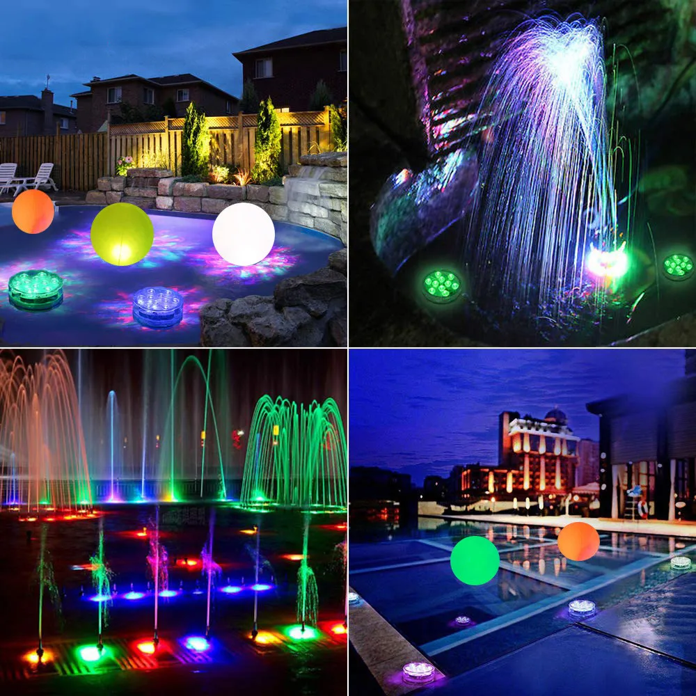 

10 Led Remote Controlled RGB Submersible Light Battery Operated Underwater Night Lamp Outdoor Vase Bowl Garden Party Decoration