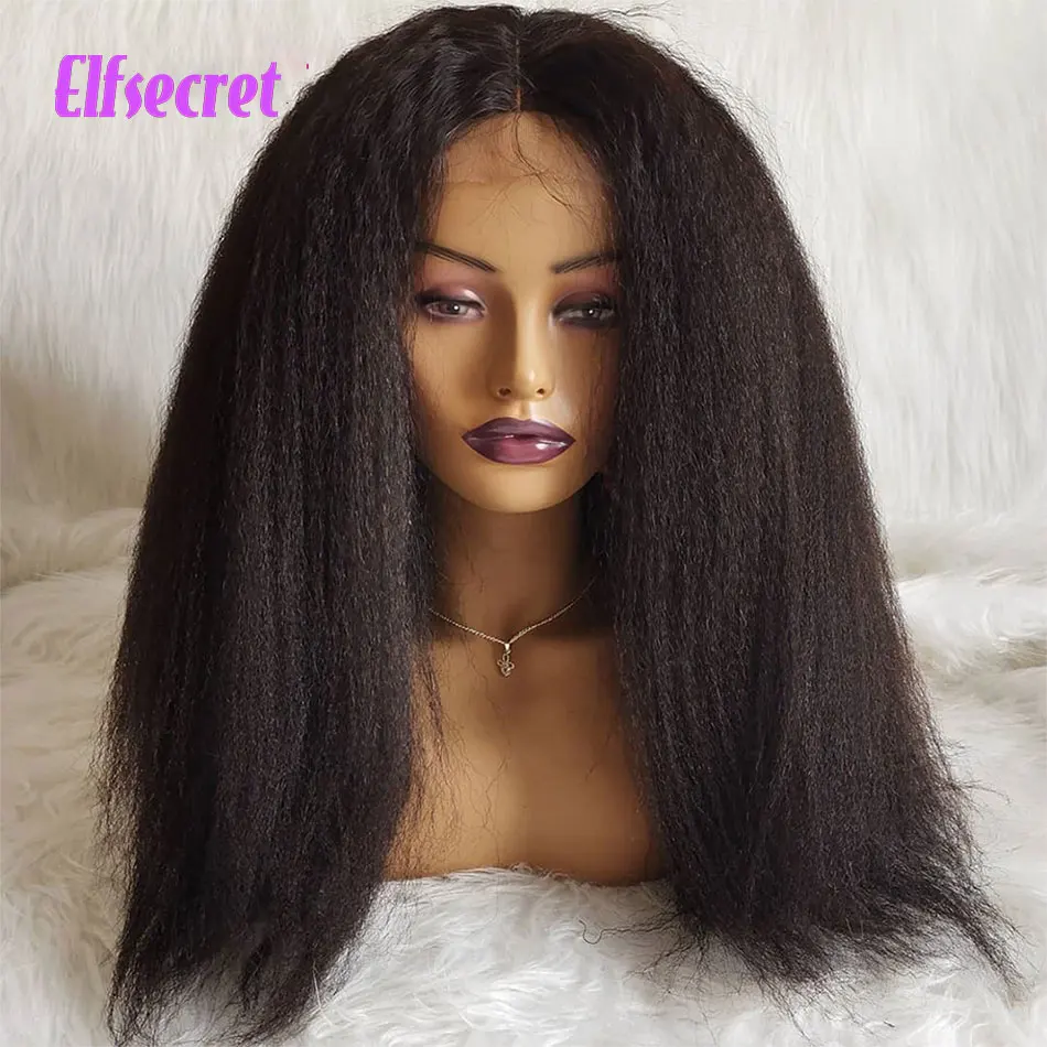

30 32Inch Kinky Straight Hair 4x4 Closure Lace Wig Women 180% Remy Indian Yaki Straight Human Hair Transparent Lace Closure Wigs