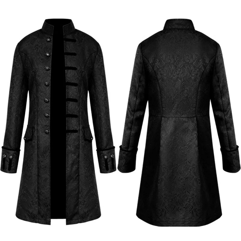 Мужская куртка в стиле стимпанк однотонная средневековая длинная с