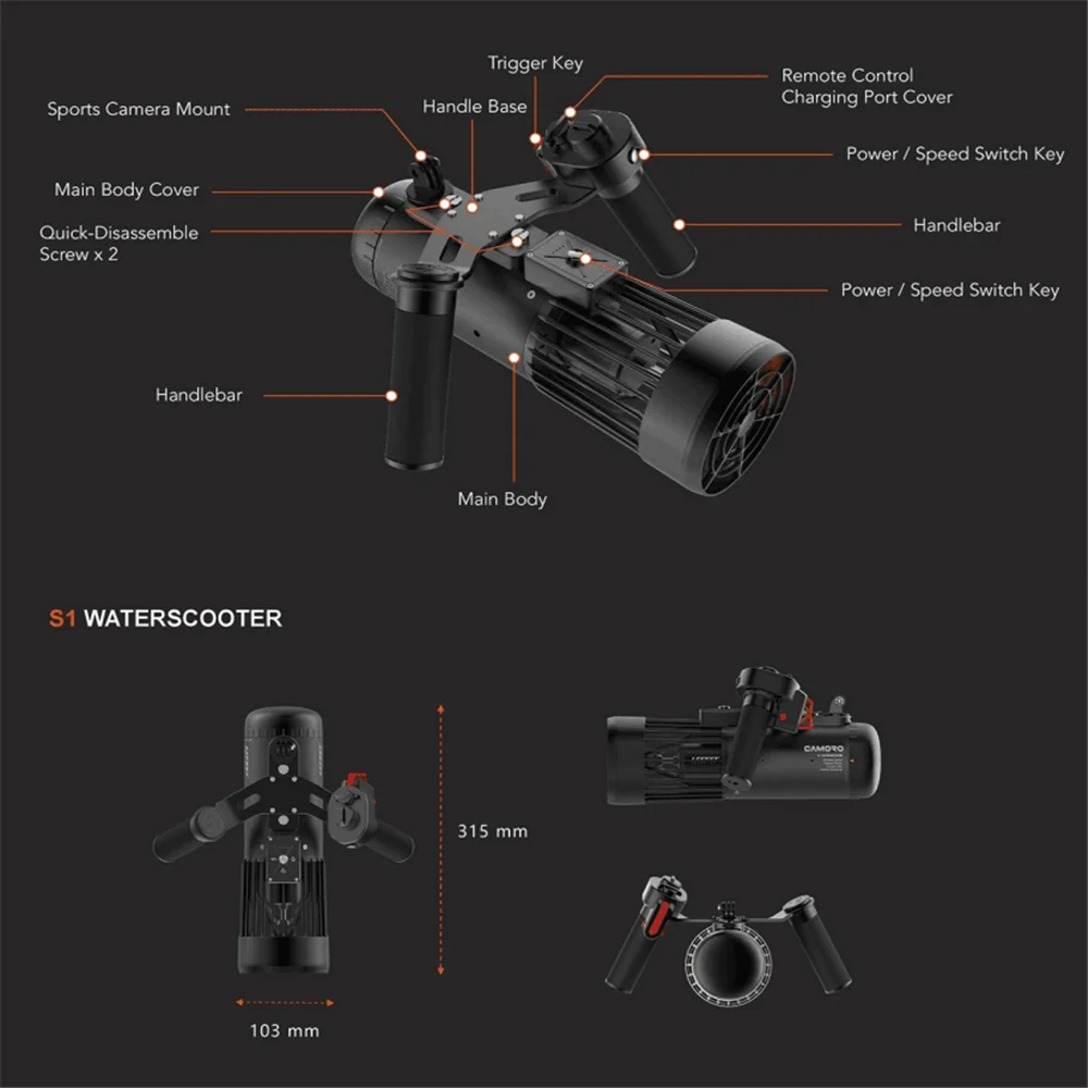 Купить Электрический самокат Camoro, подводный морской скутер LEFEET S1, пропеллер для дайвинга, водный скутер, оборудование для дайвинга