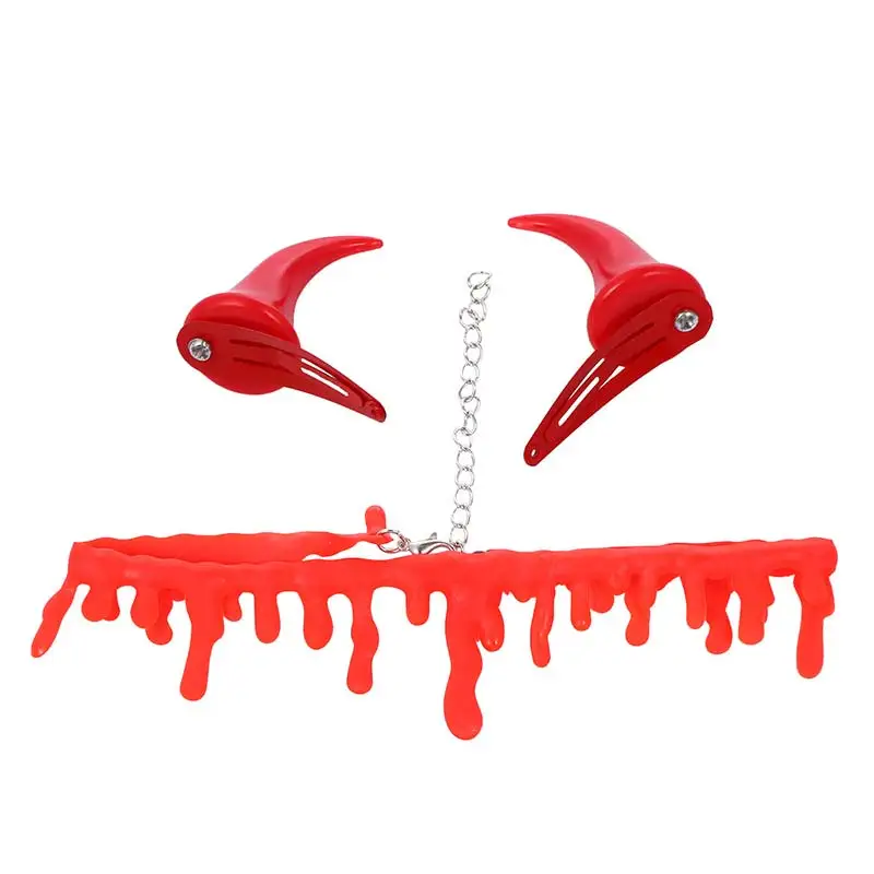 3 шт. регулируемый комплект ожерелья в форме дьявольского рога на Хэллоуин с