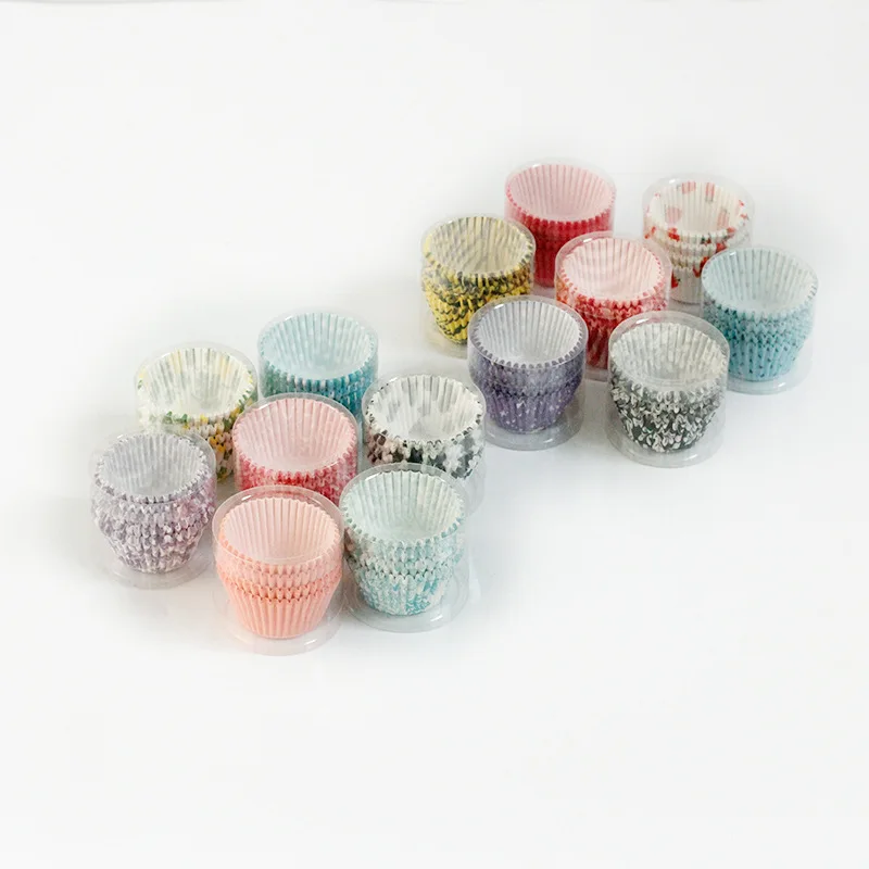 100 Oil-proof Barreled Rainbow Cake Paper Cup Baking Muffin Chocolate Sticky Rice Tray Party Mini Cups |