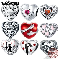 wostu authentic 925 sterling silver embrace love beads charms pendant fit bracelets women party diy fine jewelry gift making