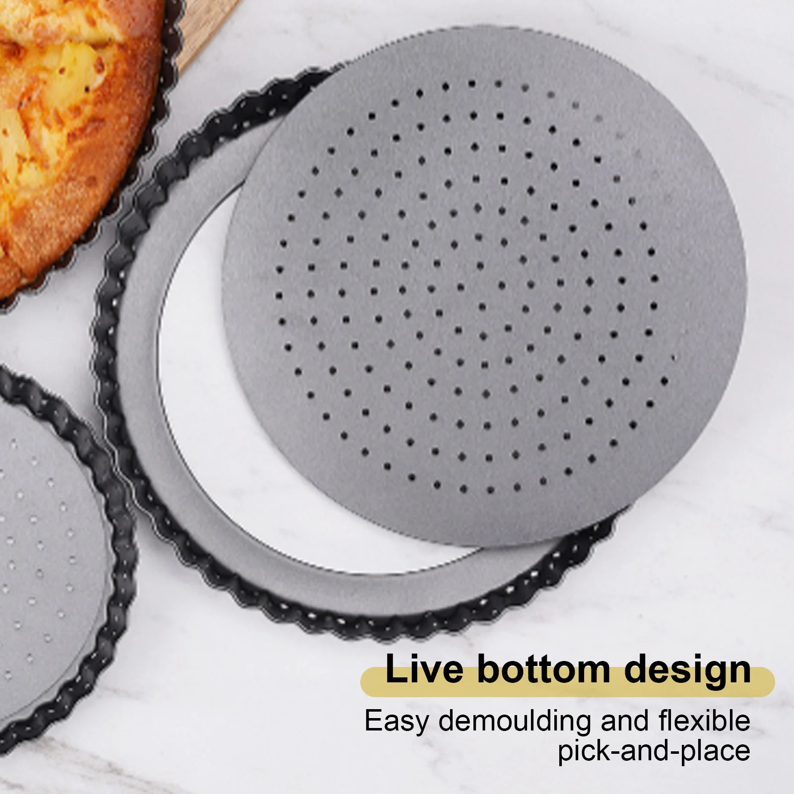 

Non-Stick Pizza Pans TartFlan Pan Molds Pie Pizza Cake Round Mould Removable Loose Bottom Fluted Heavy Duty Pizza Pans