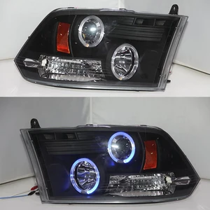 For Dodge Ram 1500 2010 To 2014 Year LED Headlight Angel Eyes Front Lamp SN