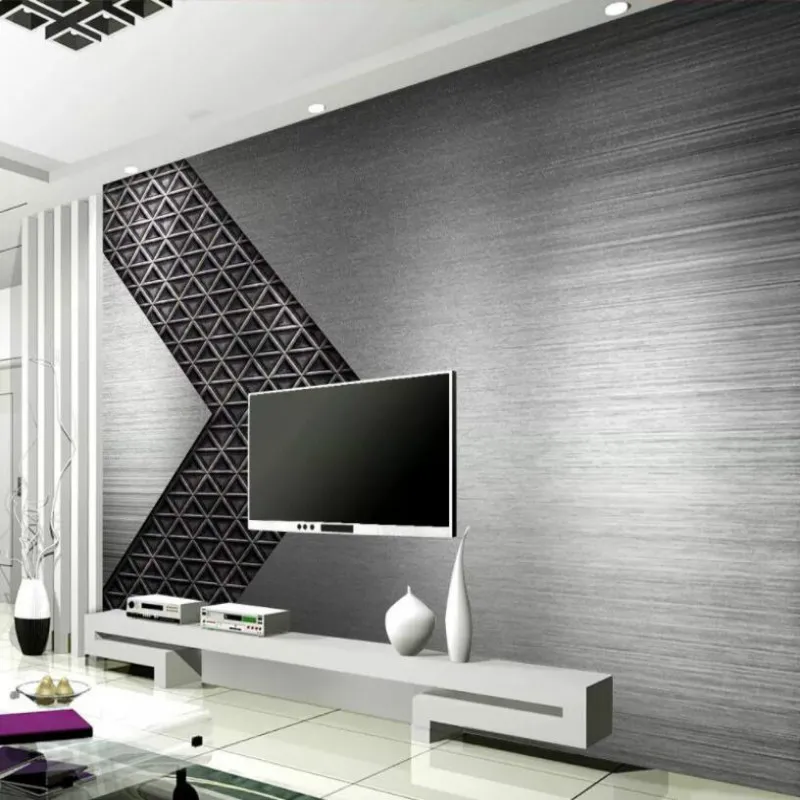 Современная 3D геометрическая металлическая текстура настенная 3d Бумага для