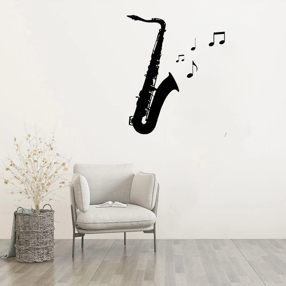 Саксофон музыкальные ноты настенные наклейки для гостиной музыкальная комната