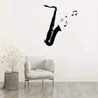 Саксофон, музыкальные ноты, наклейка на стену для гостиной, музыкальная комната, домашний декор, настенная художественная наклейка, виниловые съемные обои DW7219