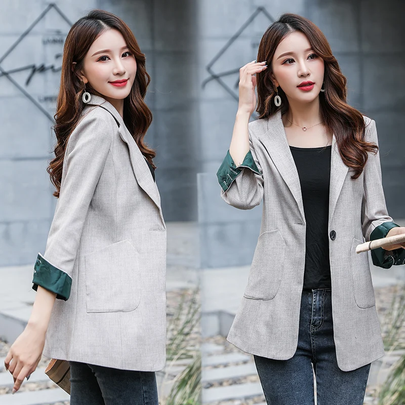 

Brieuces women spring One-button suit jacket female long sleeve elegant jacket ladies high street suits