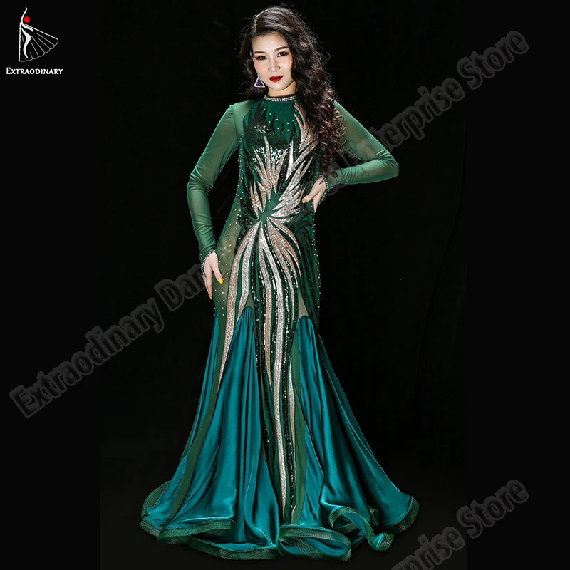 Восточное платье с длинным рукавом костюмы для женщин танец живота юбка блёстки