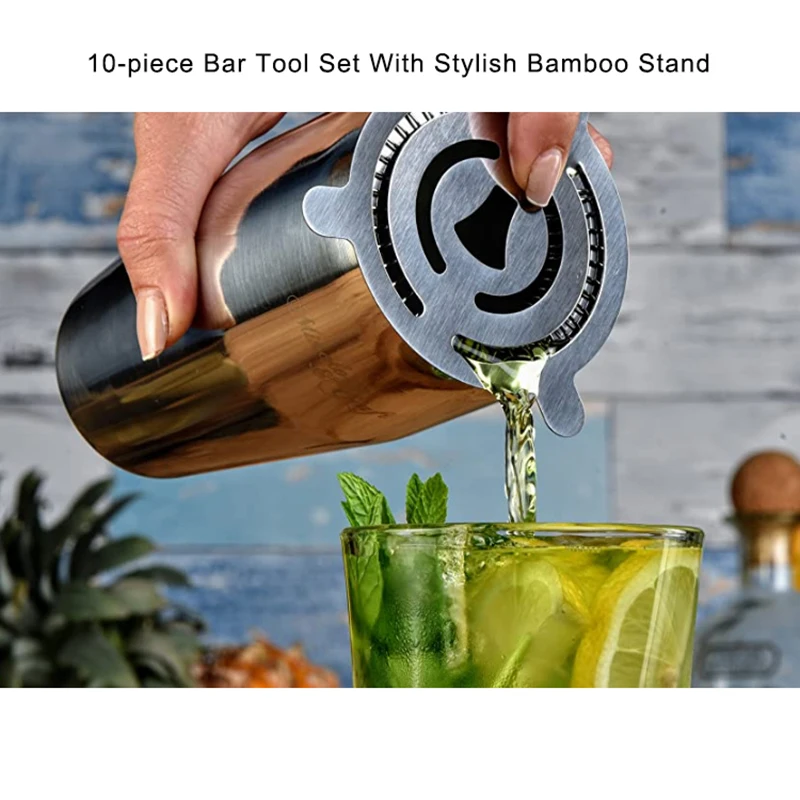 

250ml/350ml/550ml/750ml Stainless Steel Bar Cocktail Shaker Set Barware Tools Shaker Mixer Sets Bartender Set with Wooden Rack