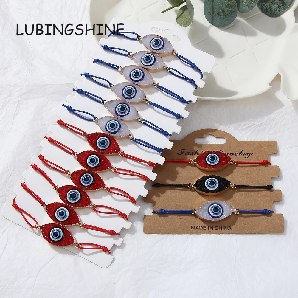 12 шт. в упаковке Турция сглаза браслет для женщин Плетеный Регулируемый Rope Chain
