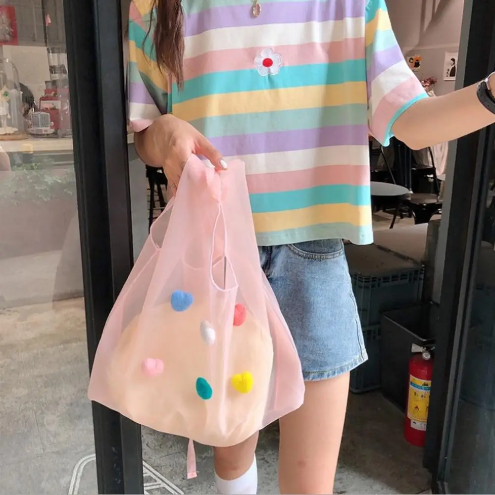 

Summer new fairy style European root yarn felt flower protection convenient Clear shopping bag shoulder bag small crossbody bag