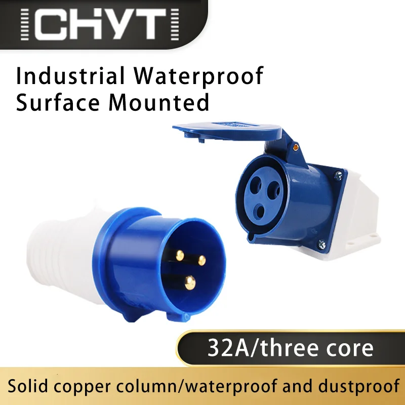 

3 Core 32A 220-250V Waterproof Male Female Pair Aviation Plug Butt Joint Single-Phase Wire Industrial Plug Socket Connector