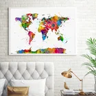 Абстрактная карта мира, Картина на холсте, цветная карта мира, печать на холсте для офиса, комнаты, картина, настенные художественные постеры, куадро декора