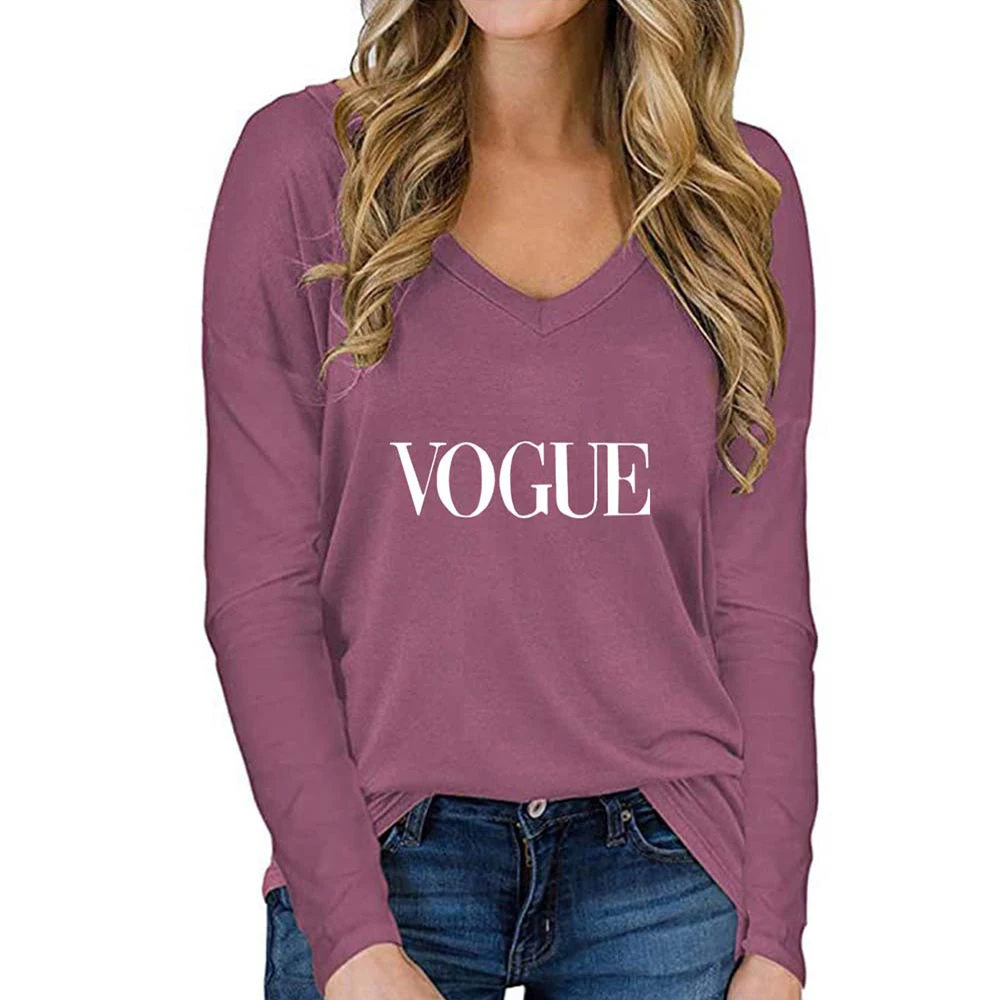 

T Shirt Women Oversized Letter Print V-neck Top Women Clothing Casual Loose T-shirt Tops Women Outfits Female t Shirt
