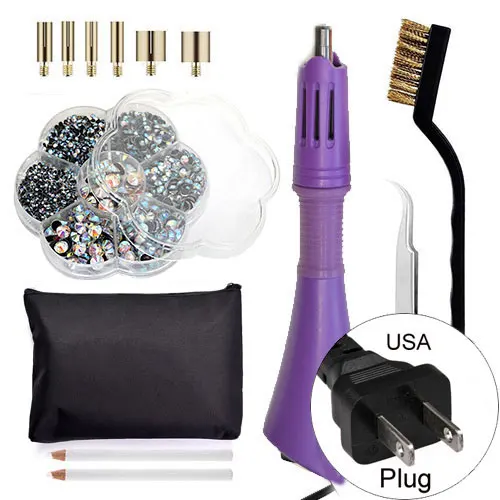 M-PurpleUSA Быстро нагревается! EU/US Plug белое устройство горячей фиксации для нанесения страз розовый Железный-на горячей фиксации Стразы аппликатор палочка термофиксация инструмент Y2852 - Цвет: M-PurpleUSA