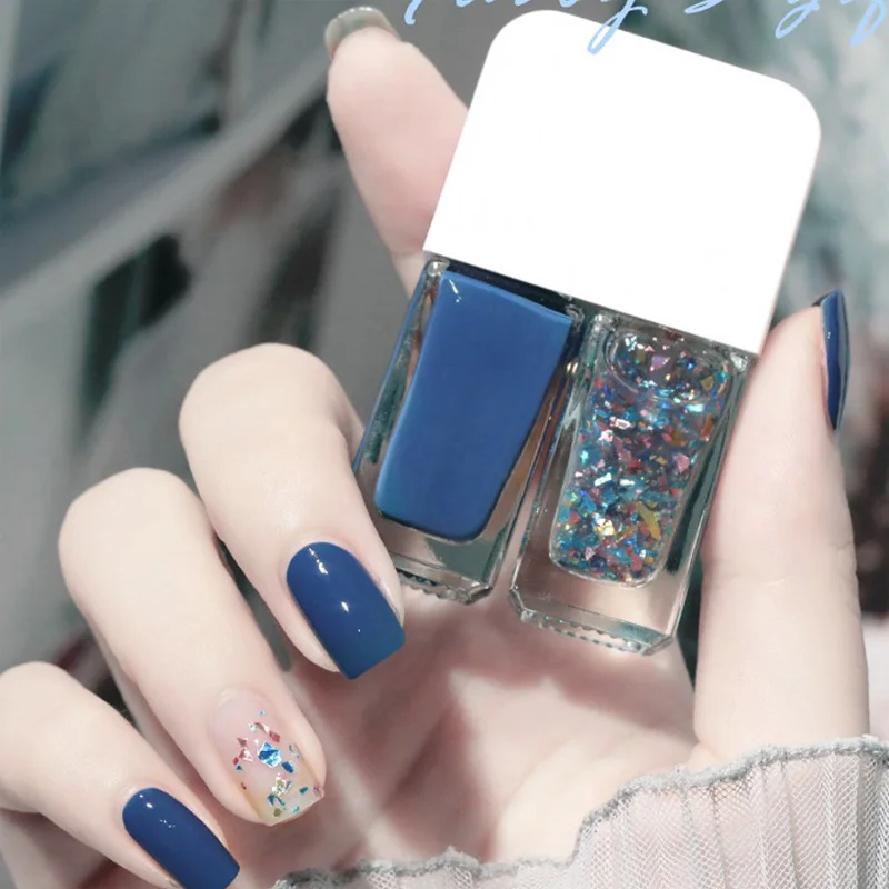 

Nail polish two-color combination sequins quick-drying and lasting non-peelable blue white red yellow purple nail polish set 6ml