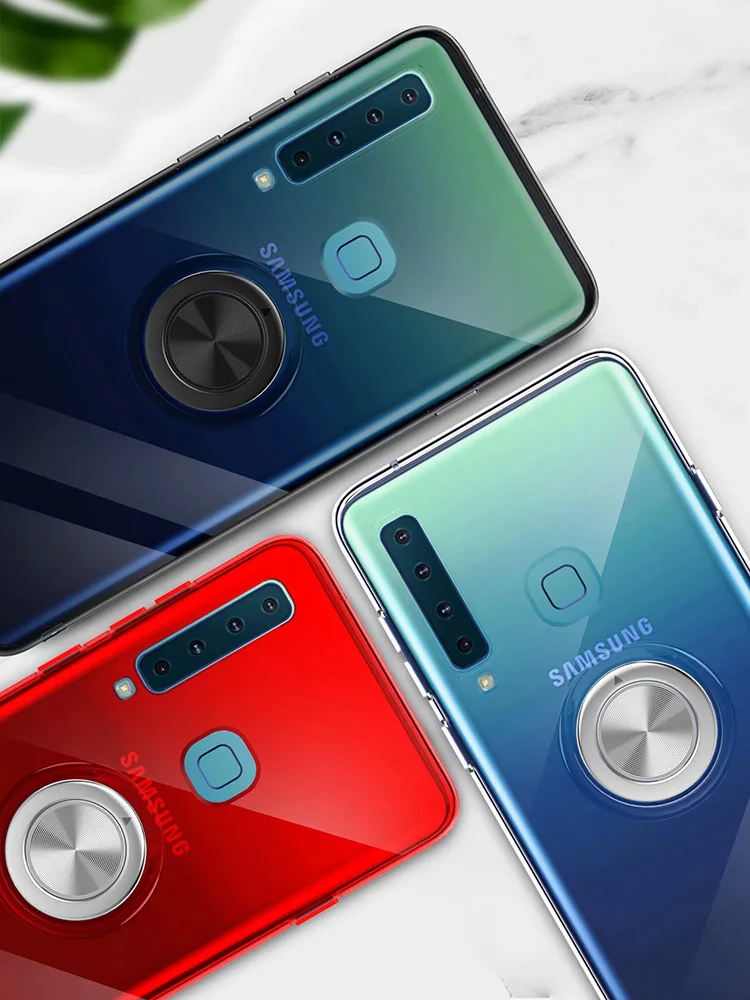 Кронштейн чехол s для samsung Galaxy A9 Pro роскошный Магнитный Автомобильный держатель Подставка прозрачный силиконовый чехол для samsung A9 Pro чехол
